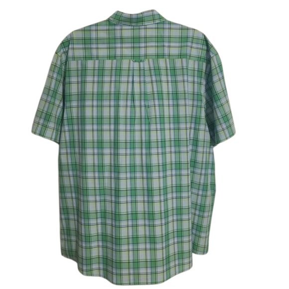 Saddlebred | Men's Green and White Short Sleeve Plaid Casual Shirt (Size XXL) - Picture 11 of 11